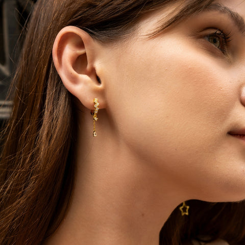 Dripping Sterling Silver Huggie Drop Earring