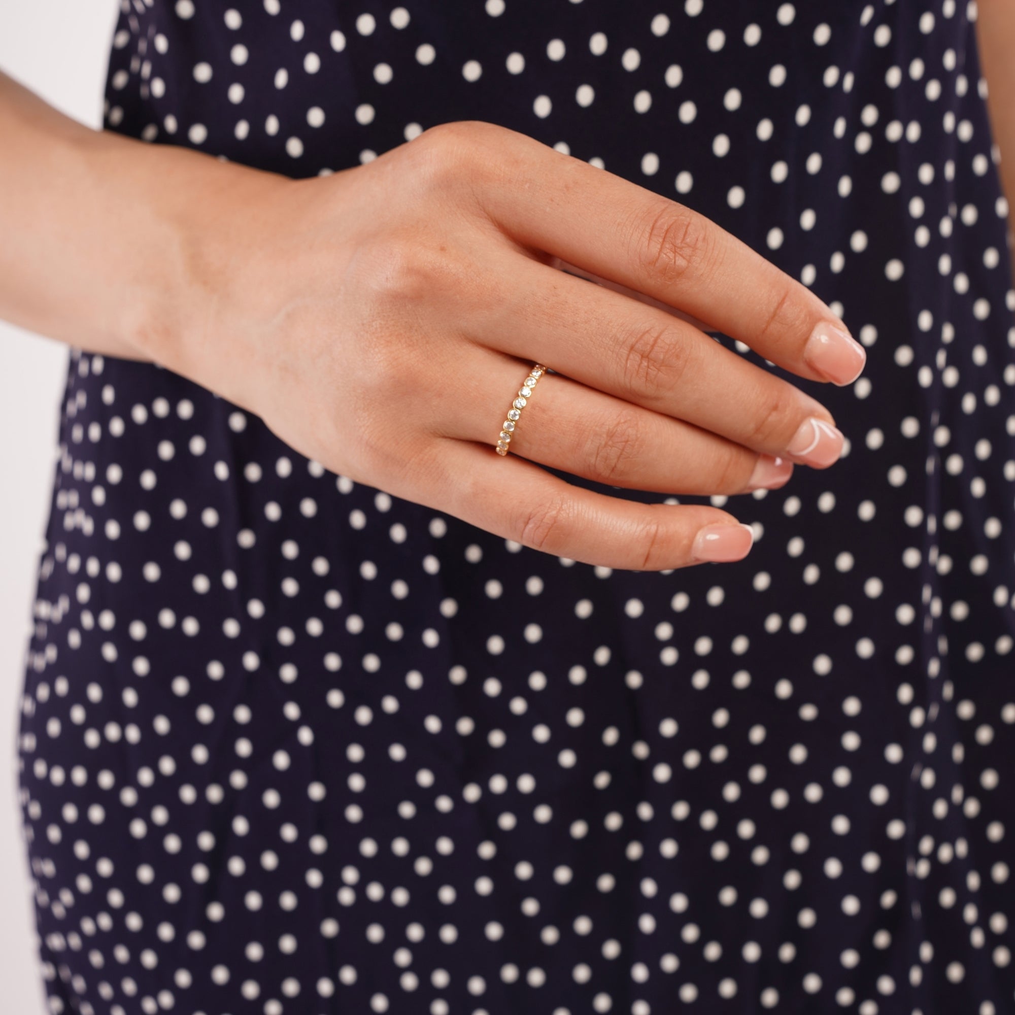 Bezel-Set Half Eternity Sterling Silver Ring