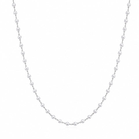 Fine Linked Pearl Sterling Silver Chain Necklace