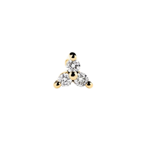 Lotus Diamond Stud Earring in 14ct Solid Gold - Single