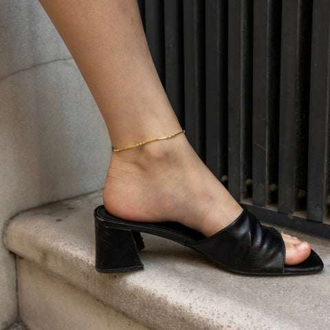 Sterling Silver Tree Bead Chain Anklet