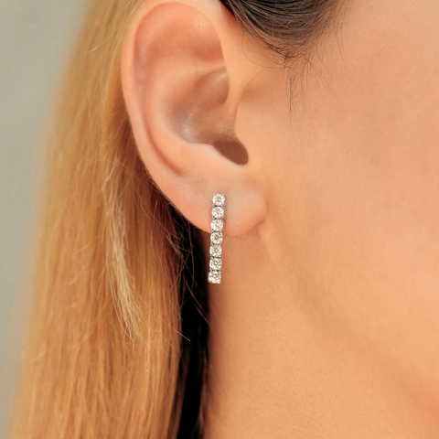 Sterling Silver Tennis Earring - Single