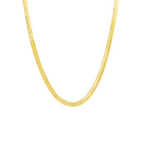 Bold Herringbone Sterling Silver Flat Snake Chain Necklace