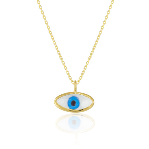 Transparent Glass Evil Eye Sterling Silver Necklace