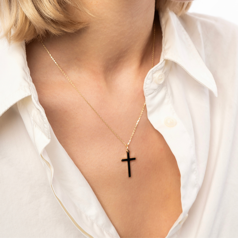 9ct Solid Gold Cross Pendant Necklace