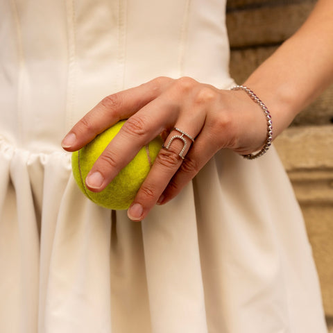 Sterling Silver Open Cuff Pave Ring