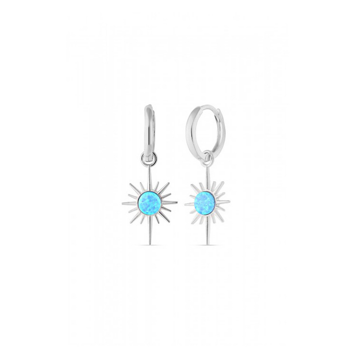 Blue Opal Northernstar Drop Hoop Earring Sterling Silver