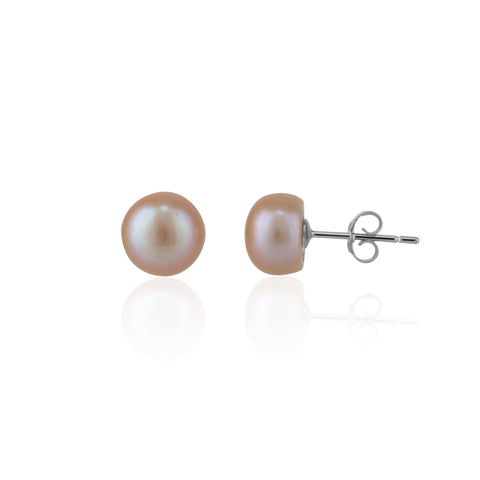 Baroque Pearl Irregular Stud Earrings Sterling Silver - Pink and Yellow