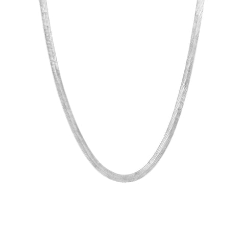 Bold Herringbone Sterling Silver Flat Snake Chain Necklace