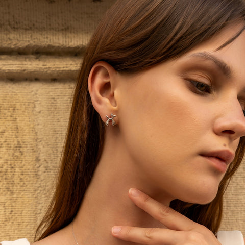 Balloon Dog Poodle Stud Earring Sterling Silver