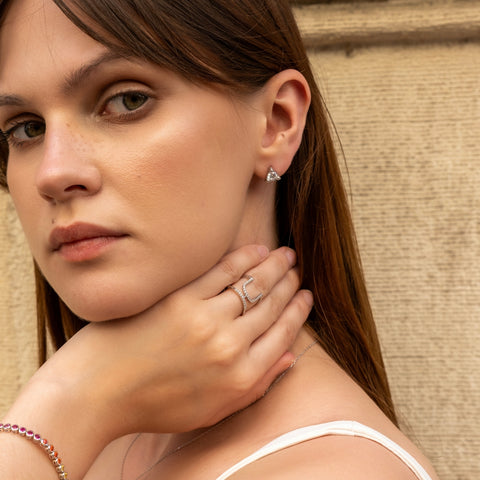 Sterling Silver Open Cuff Pave Ring