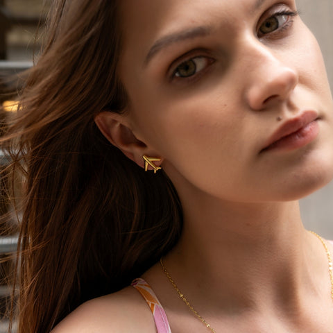 Airplane Sterling Silver Stud Earring