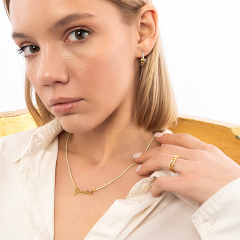 Sterling Silver Fine Signature Name Necklace With Tennis Chain