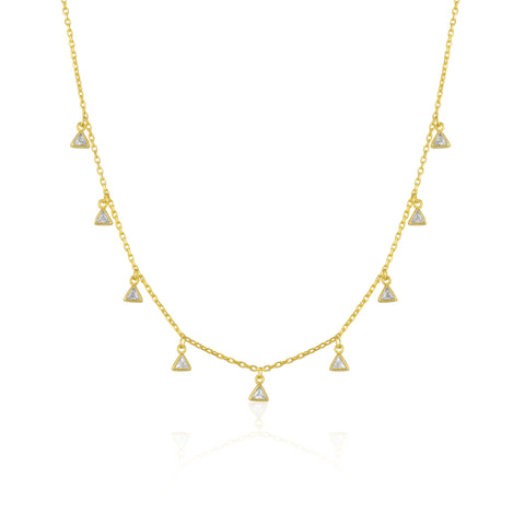 Jewelled Triangle Sterling Silver Station Necklace