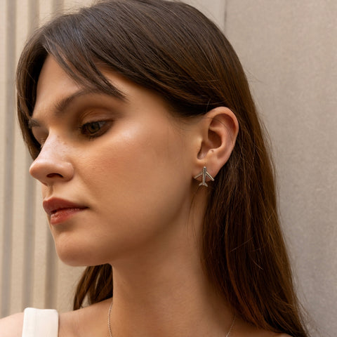 Airplane Sterling Silver Stud Earring