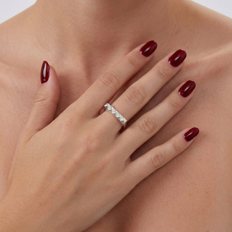 Pyramid Adjustable Sterling Silver Ring