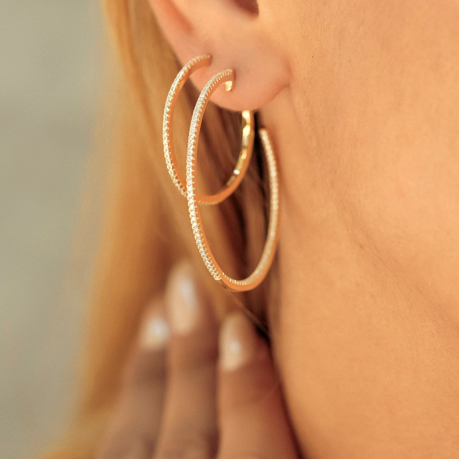 Sterling Silver Stud Hoop Earring