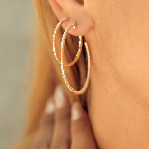 Sterling Silver Stud Hoop Earring