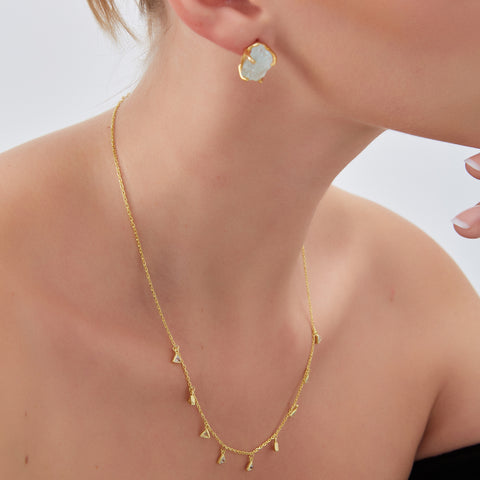 Jewelled Triangle Sterling Silver Station Necklace