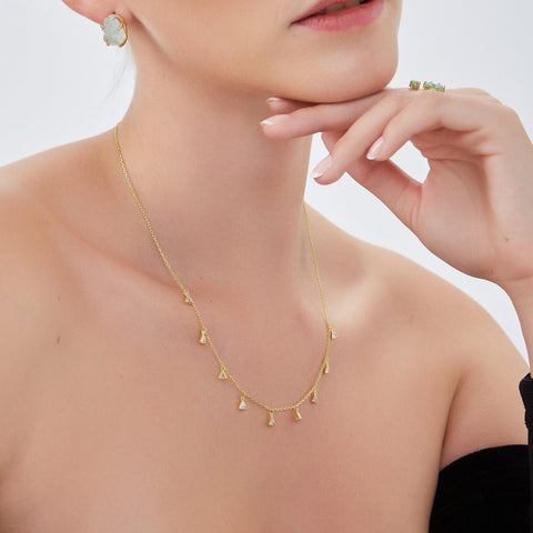 Jewelled Triangle Sterling Silver Station Necklace