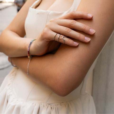 Sterling Silver Multi-Row Pinky Ring