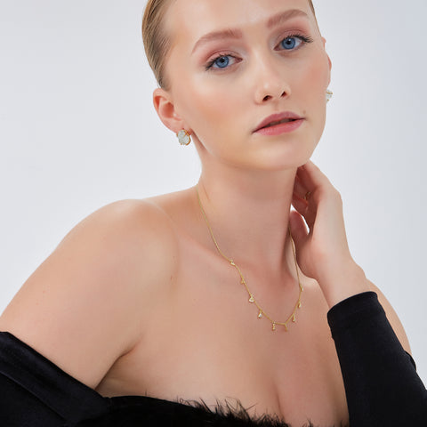 Jewelled Triangle Sterling Silver Station Necklace