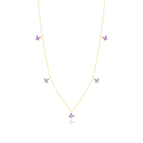Gold Plated Purple Butterfly Sterling Silver Necklace