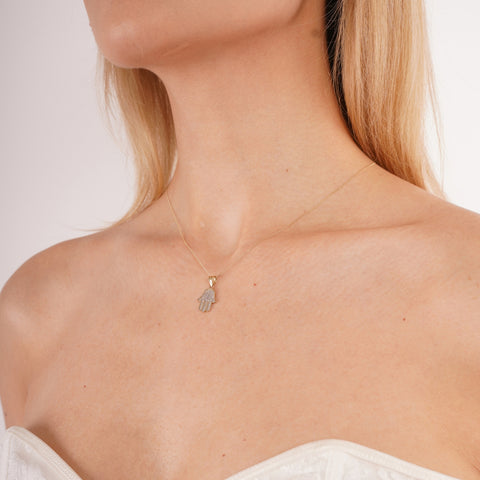 9ct Solid Gold Hamsa Hand Necklace