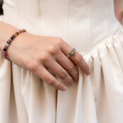 Fine Large Multicolor Tourmaline Sterling Silver Bracelet