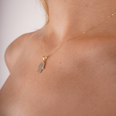 9ct Solid Gold Hamsa Hand Necklace