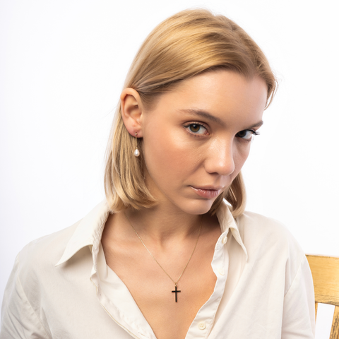 9ct Solid Gold Cross Pendant Necklace