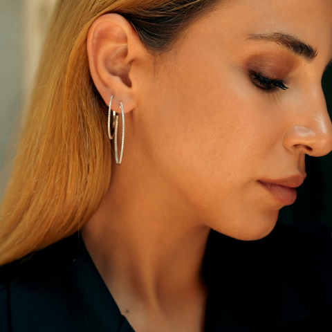 Sterling Silver Stud Hoop Earring