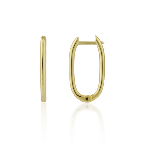 Oval Rectangular Sterling Silver Hoop Earrings