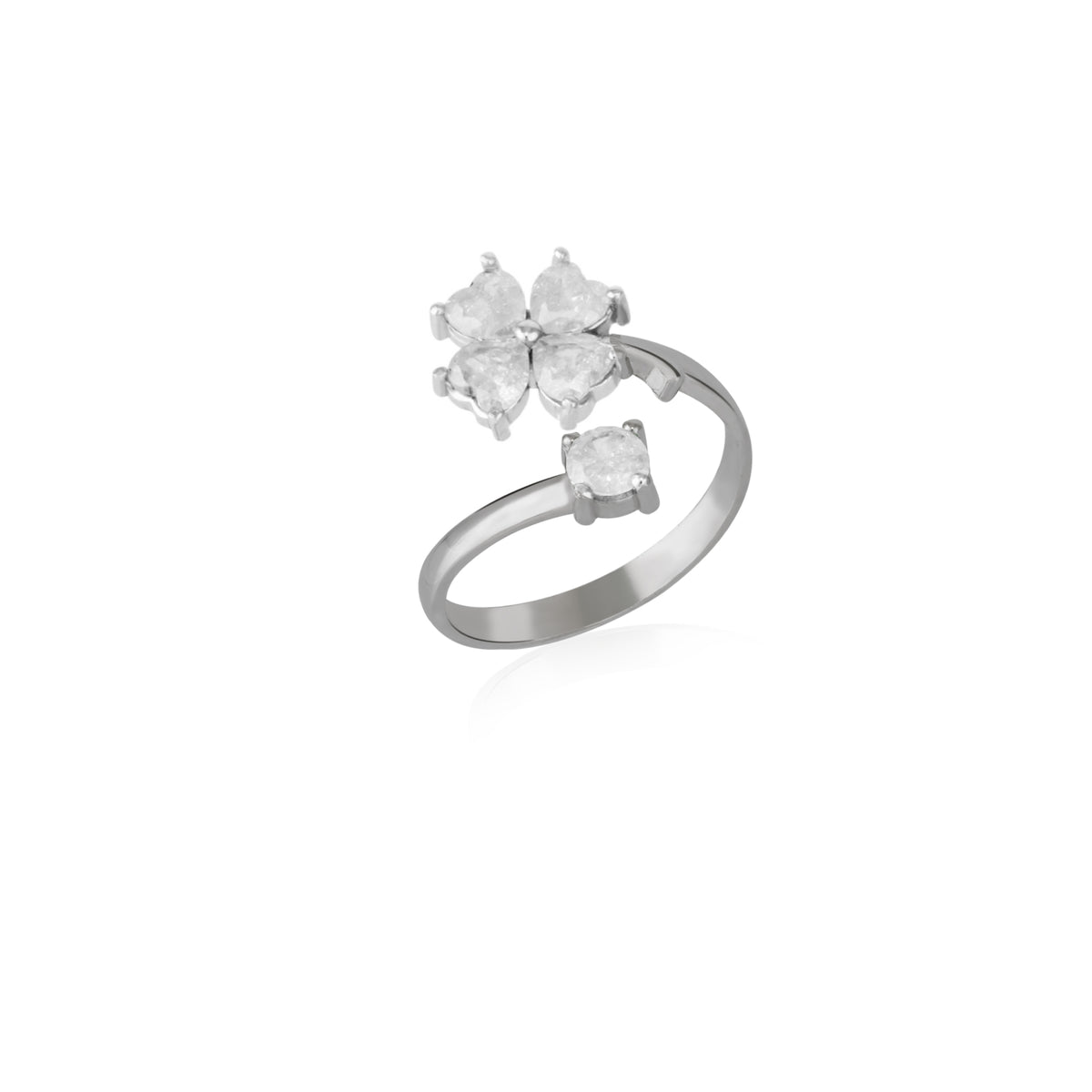 White Four Leaves Clover Luck Ring Sterling Silver