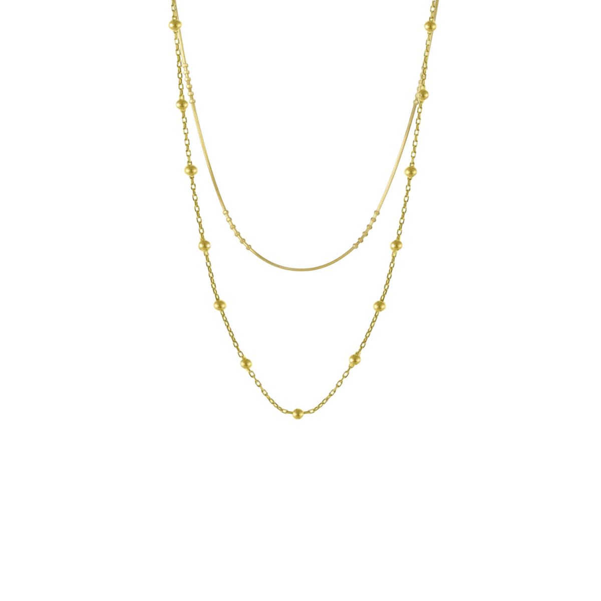 Beaded Chains Sterling Silver Layering Necklace Set