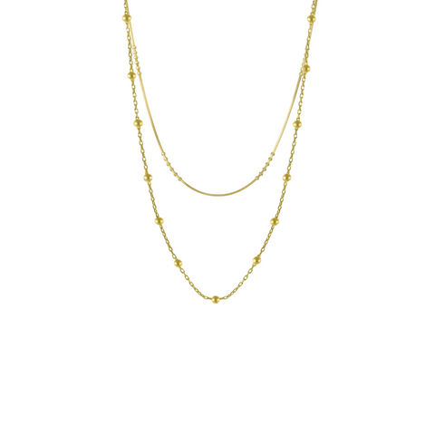 Beaded Chains Sterling Silver Layering Necklace Set