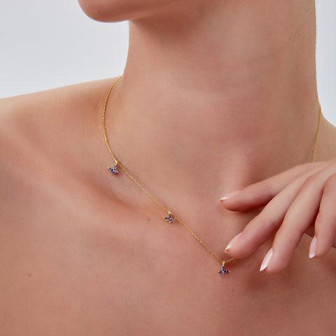 Gold Plated Purple Butterfly Sterling Silver Necklace
