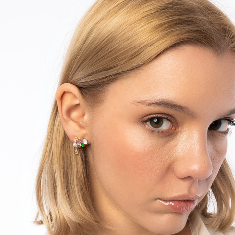 Pansy Violet Floral Necklace and Earring Set in Sterling Silver