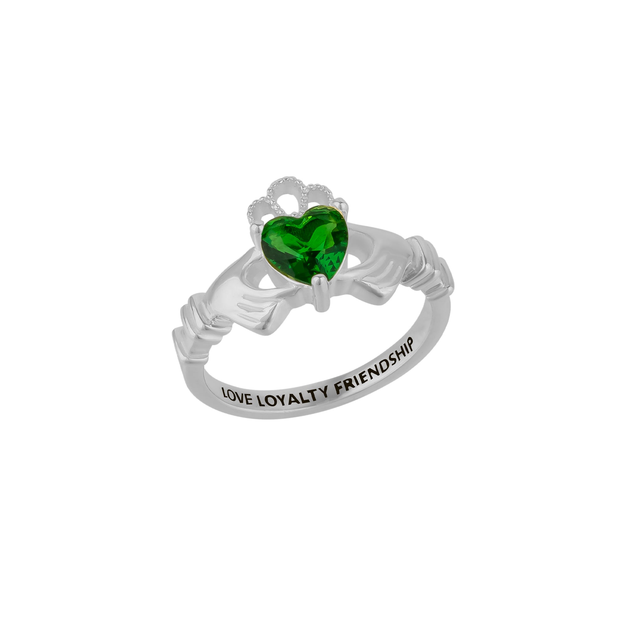 Sterling Silver Green Claddagh Ring