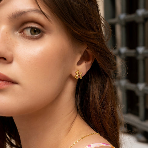 Balloon Dog Poodle Stud Earring Sterling Silver