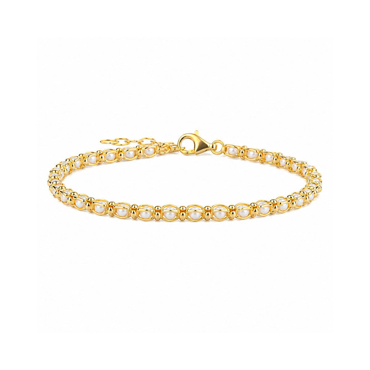 Caged Pearls Sterling Silver Bracelet