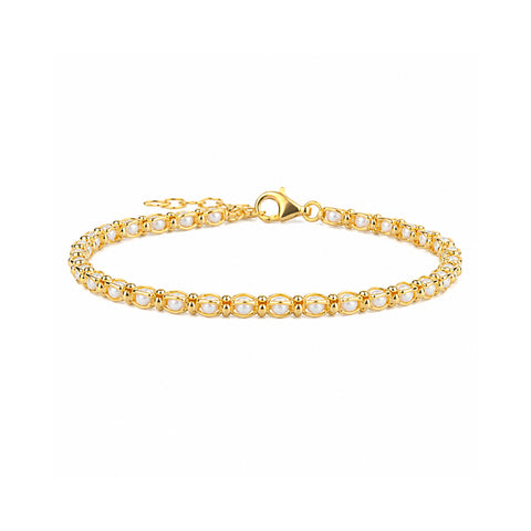 Caged Pearls Sterling Silver Bracelet