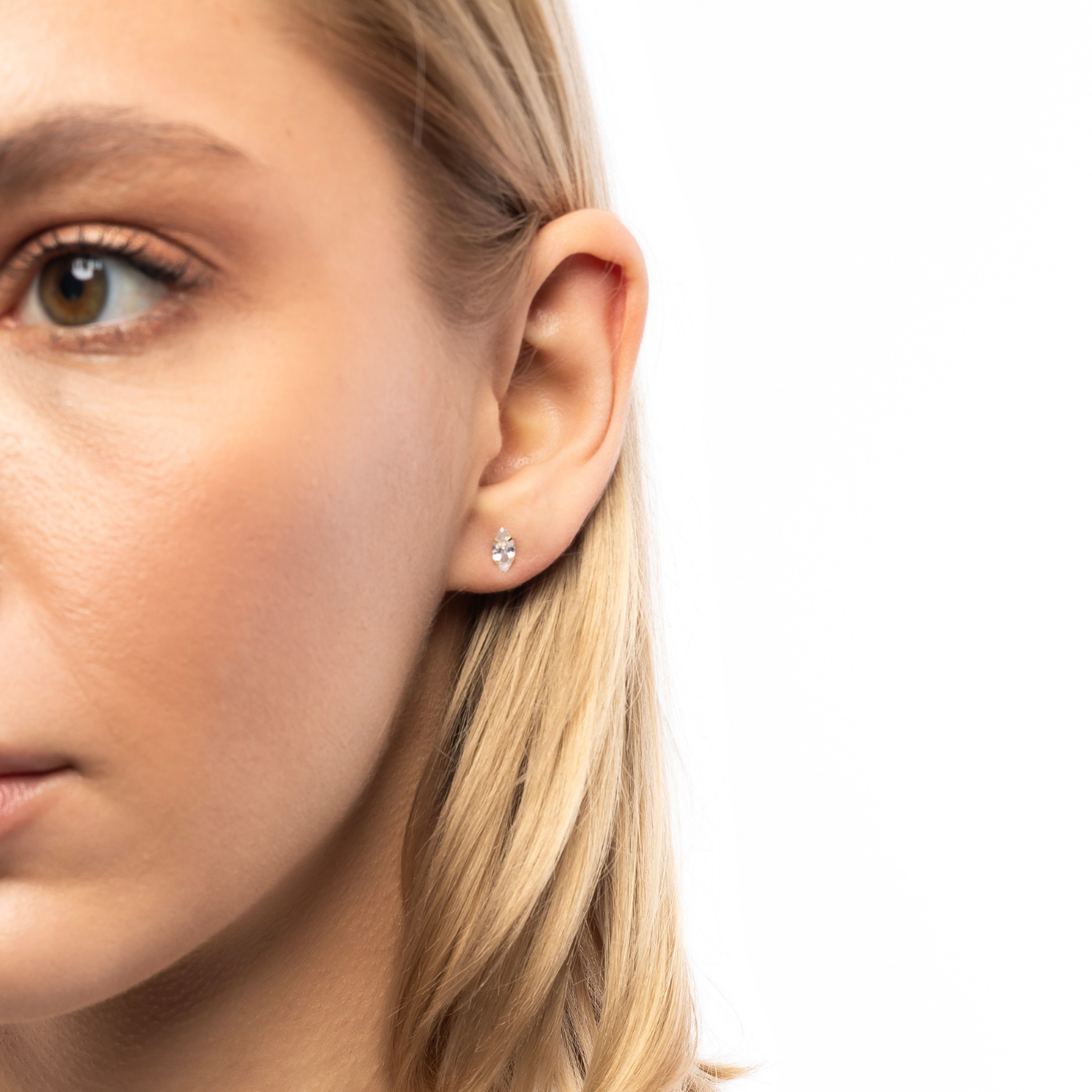 9ct Solid Gold Marquise Stud Earrings