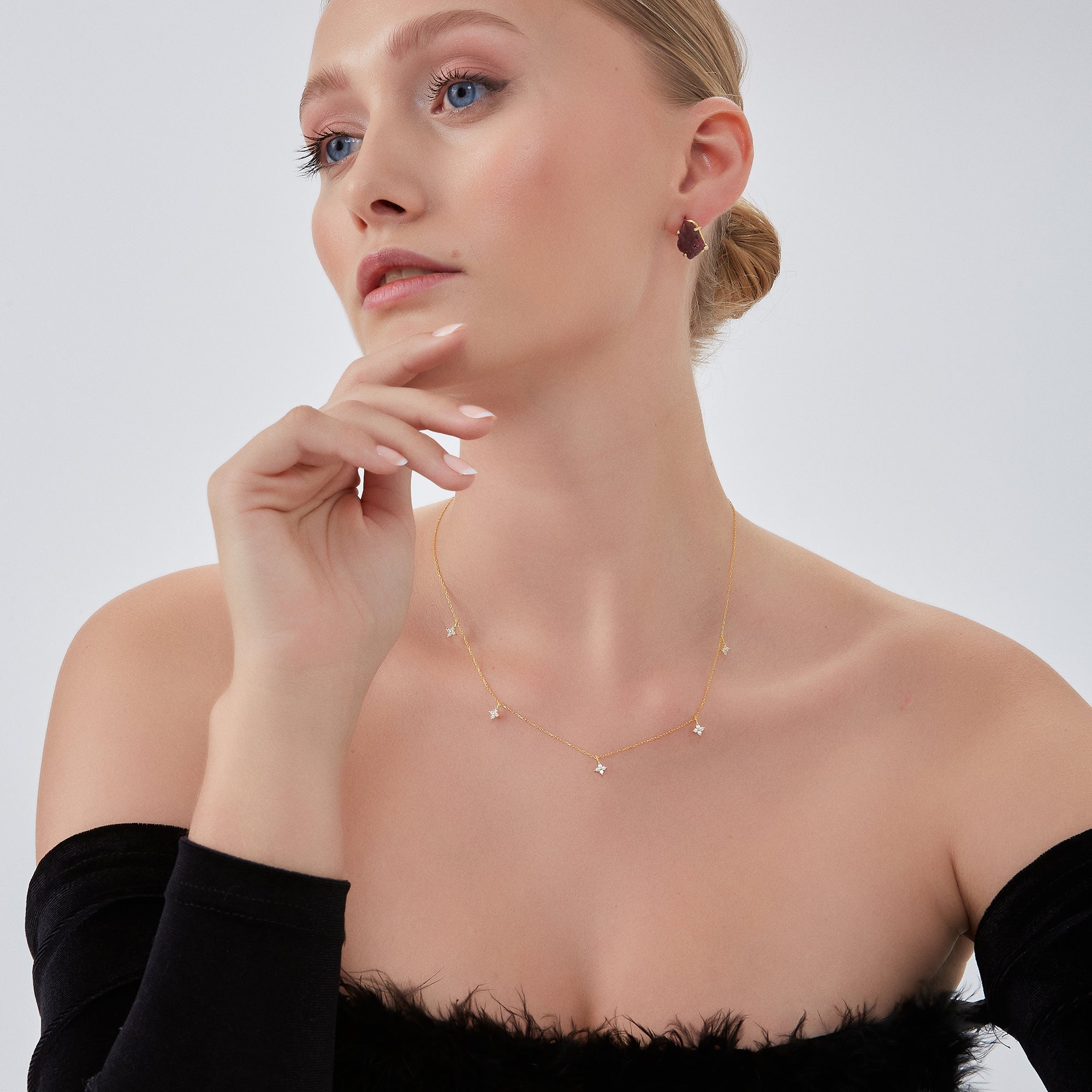 Gold Plated Sterling Silver Four Leaf Clover Necklace