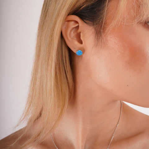 Chunky Opal Sterling Silver Stud Earring