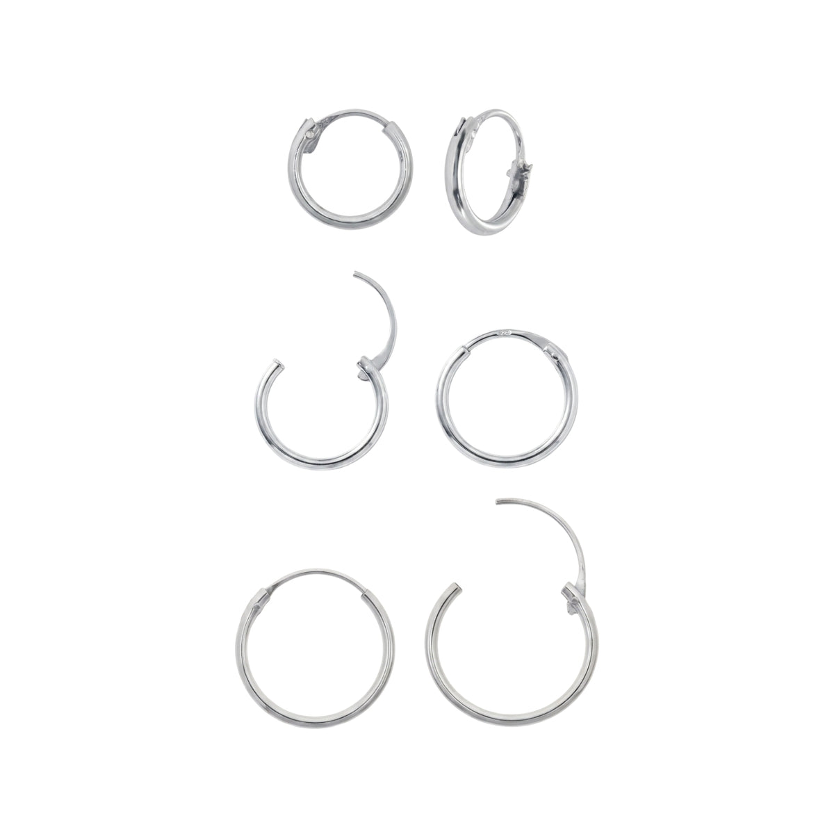 Sterling Silver Essential Hoop Earrings Set