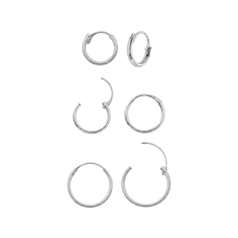 Sterling Silver Essential Hoop Earrings Set