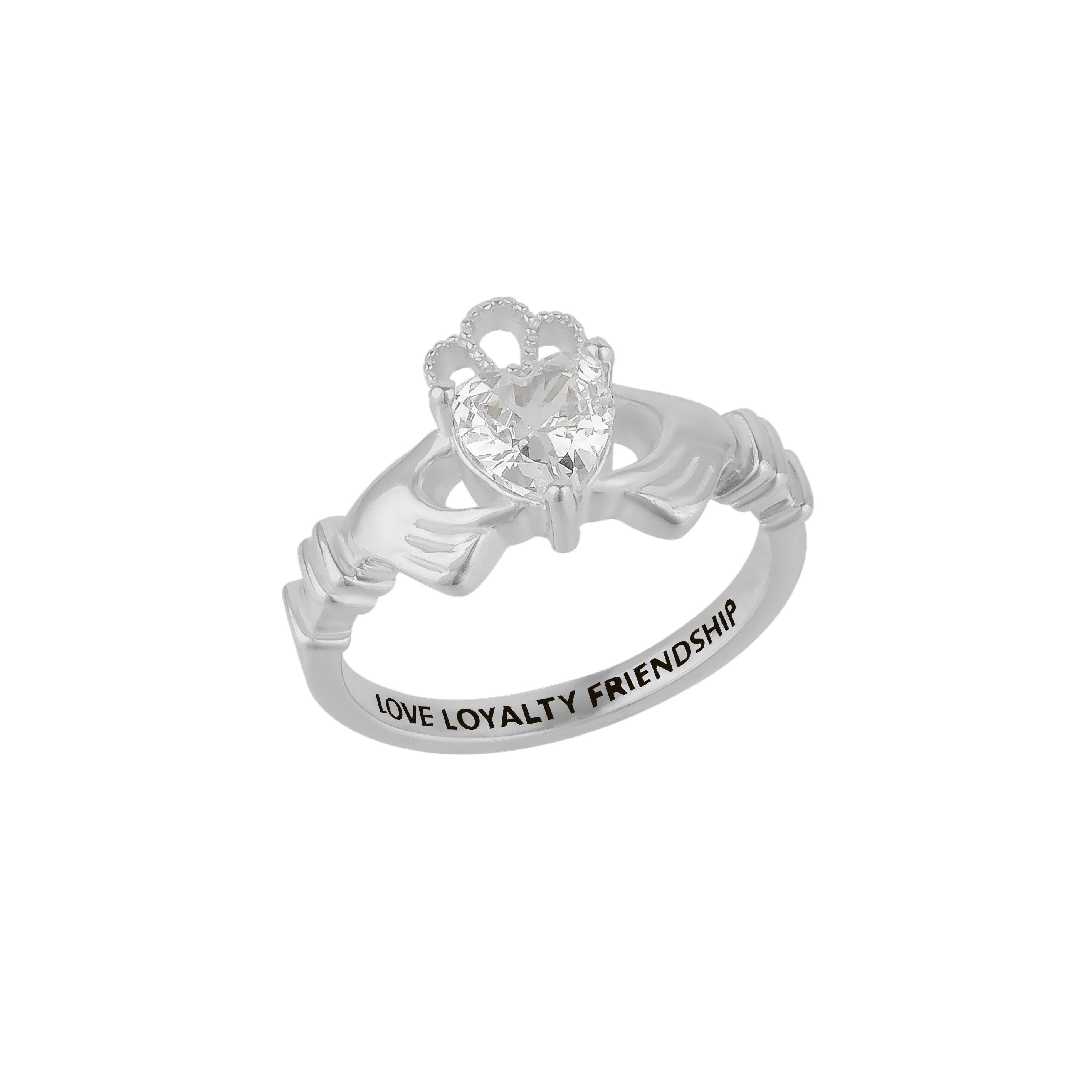 Sterling Silver Clear Claddagh Ring