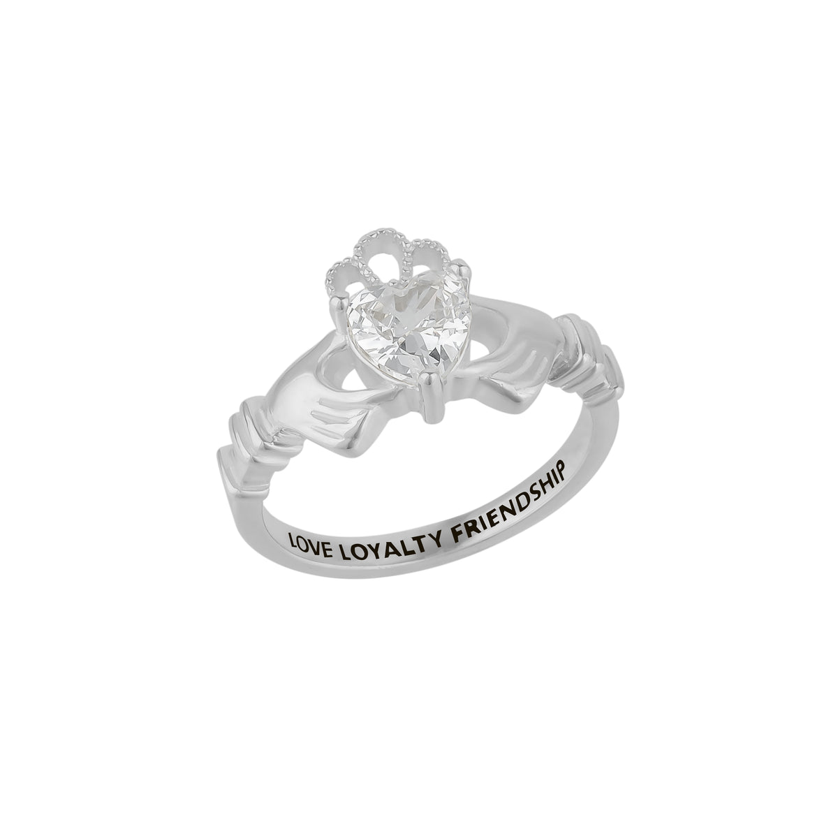 Sterling Silver Clear Claddagh Ring