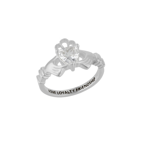 Sterling Silver Clear Claddagh Ring
